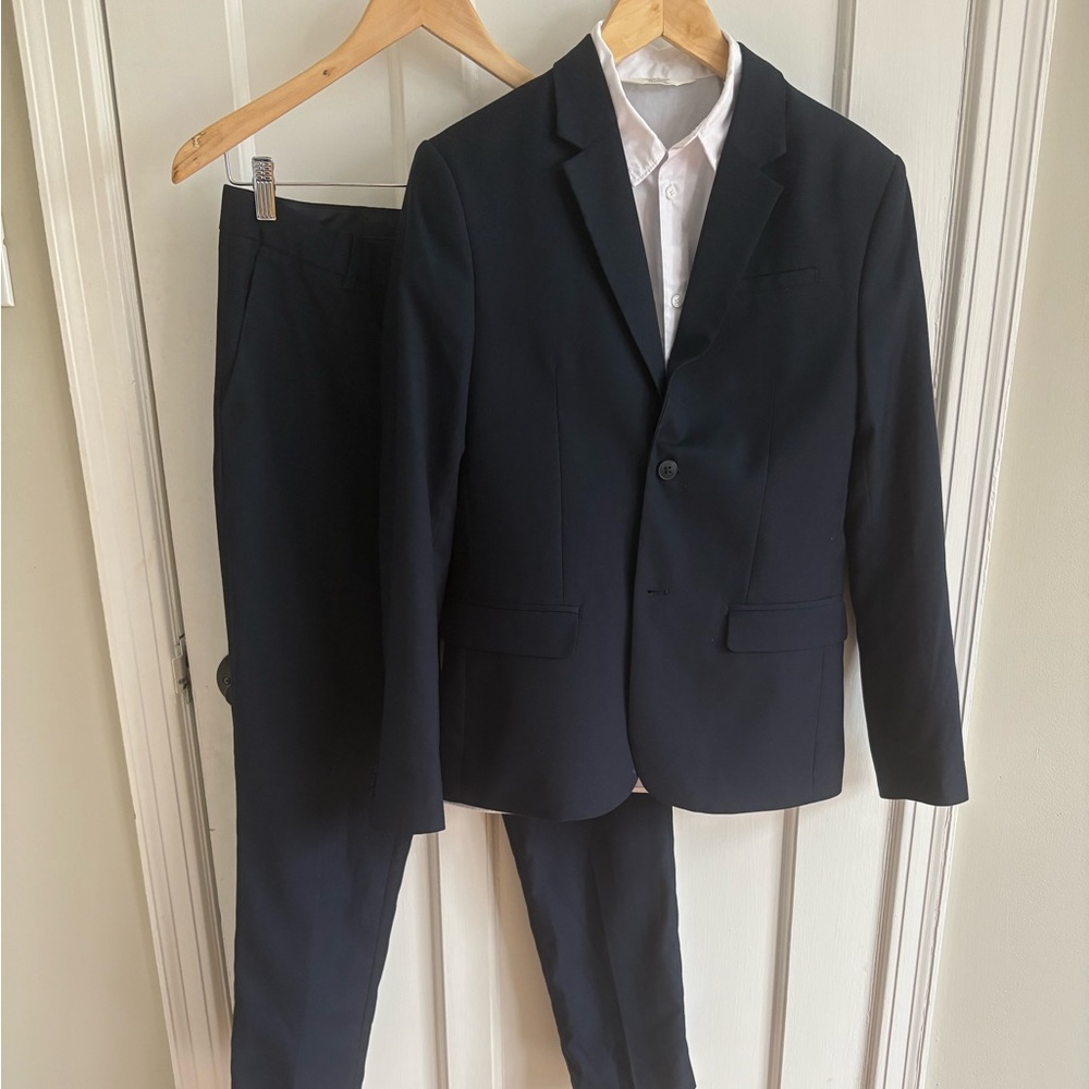 H&M Boys Dark Blue Suit and Shirt